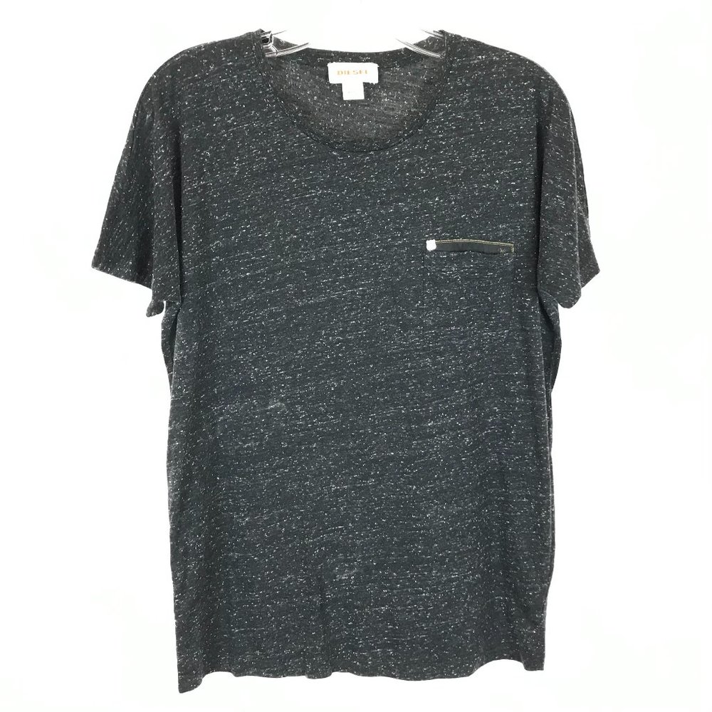 Womens Large Diesel Marl Knit Chest Pocket Tee